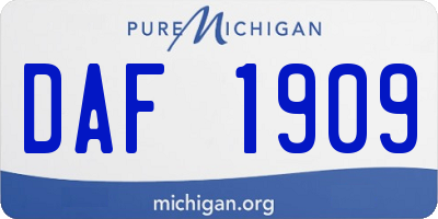 MI license plate DAF1909