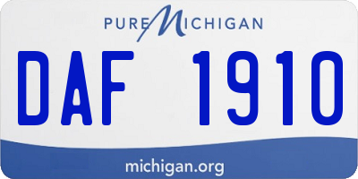 MI license plate DAF1910