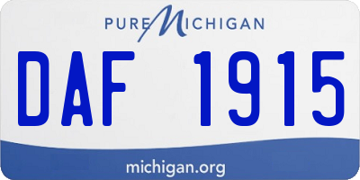 MI license plate DAF1915