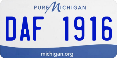 MI license plate DAF1916