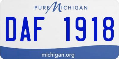 MI license plate DAF1918
