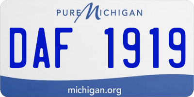 MI license plate DAF1919