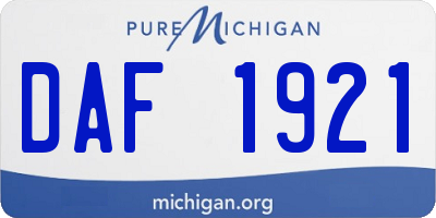 MI license plate DAF1921