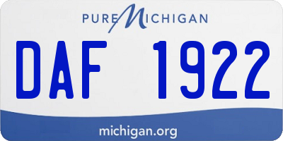 MI license plate DAF1922