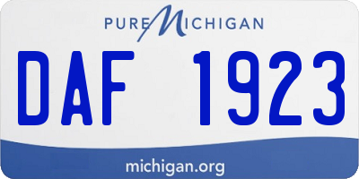 MI license plate DAF1923