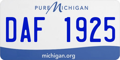 MI license plate DAF1925