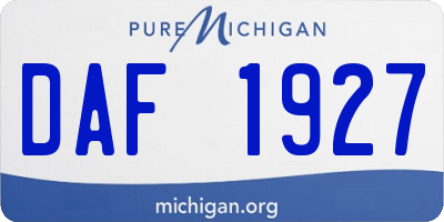 MI license plate DAF1927