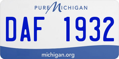 MI license plate DAF1932