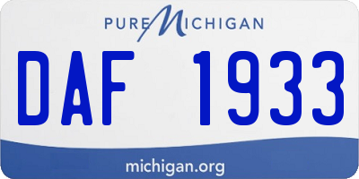 MI license plate DAF1933