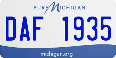MI license plate DAF1935