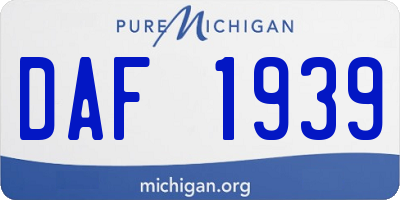 MI license plate DAF1939
