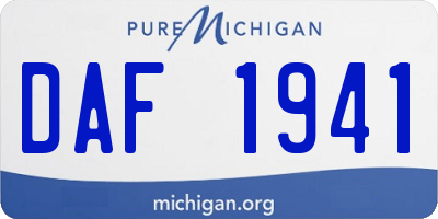 MI license plate DAF1941