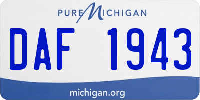 MI license plate DAF1943