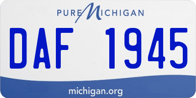 MI license plate DAF1945