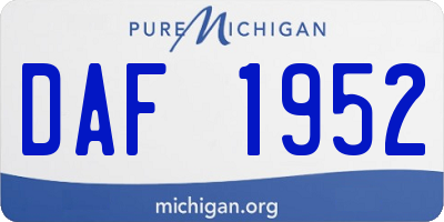 MI license plate DAF1952