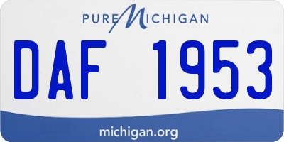 MI license plate DAF1953