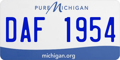 MI license plate DAF1954