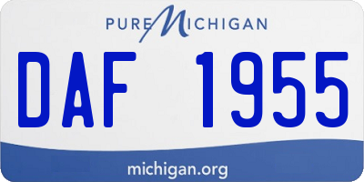 MI license plate DAF1955