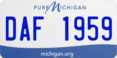MI license plate DAF1959
