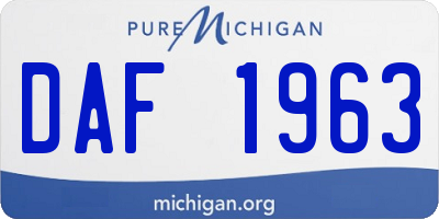 MI license plate DAF1963