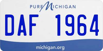 MI license plate DAF1964