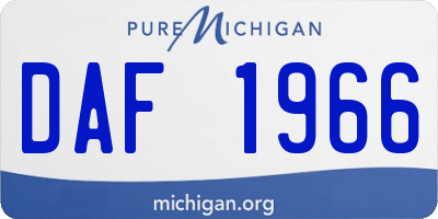 MI license plate DAF1966