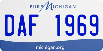 MI license plate DAF1969