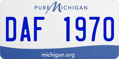 MI license plate DAF1970