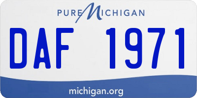 MI license plate DAF1971