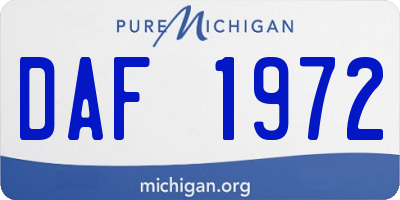 MI license plate DAF1972
