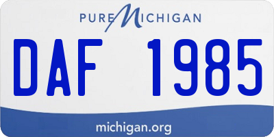 MI license plate DAF1985