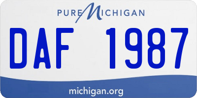 MI license plate DAF1987