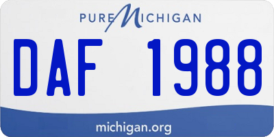 MI license plate DAF1988