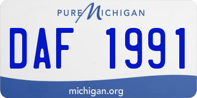 MI license plate DAF1991