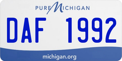 MI license plate DAF1992