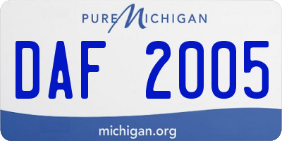 MI license plate DAF2005