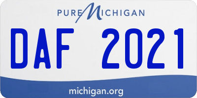 MI license plate DAF2021