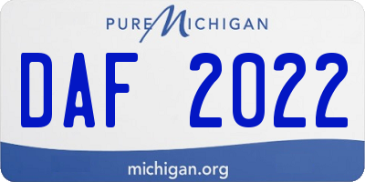 MI license plate DAF2022