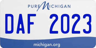 MI license plate DAF2023