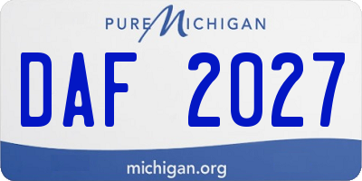 MI license plate DAF2027