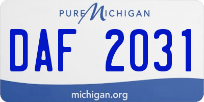 MI license plate DAF2031