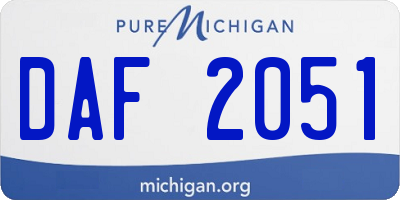 MI license plate DAF2051