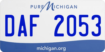 MI license plate DAF2053