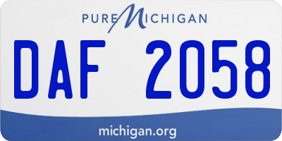 MI license plate DAF2058