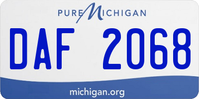 MI license plate DAF2068