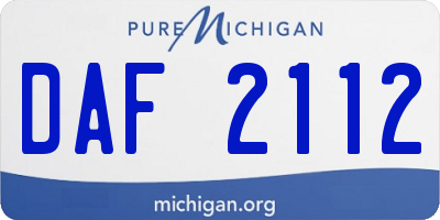 MI license plate DAF2112