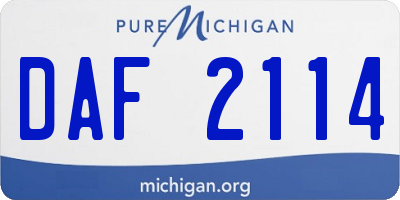 MI license plate DAF2114
