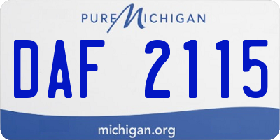 MI license plate DAF2115
