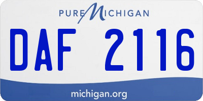 MI license plate DAF2116