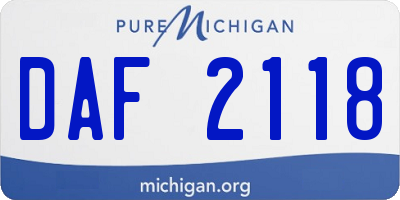 MI license plate DAF2118